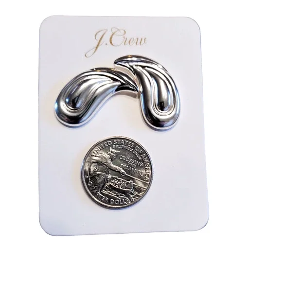 J CREW PAISLEY STUD EARRINGS SILVER COATED NICKLE FREE HYPOALLERGENIC - Picture 2 of 5